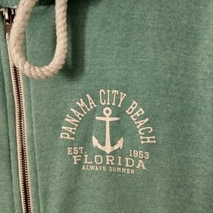 Ocean Drive Panama City Beach Florida Zip Up Hoodie Large Sunwashed Distressed